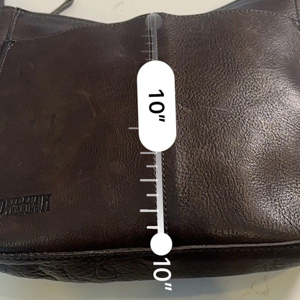 Duluth Trading Co Brown Pebbled Leather Crossbody Bag Adjustable Strap Zip Top - Picture 7 of 10